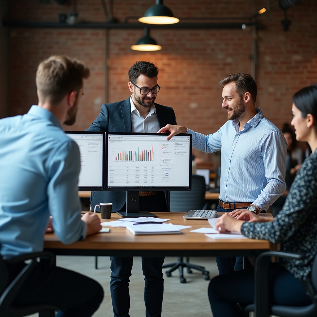 Vertriebsteam bei der Visualisierung von Verkaufszahlen